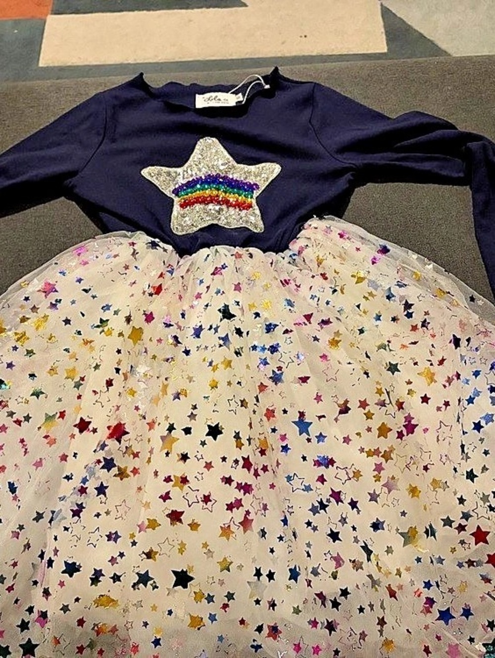 Lola + The Boys Shining Rainbow Star Tulle Dress